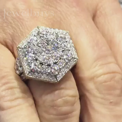 Hexagonal Cluster Diamond Ring - JEWELBUYS