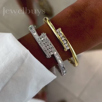 2.0ctw round cut gold bracelet with White Sapphires - JEWELBUYS