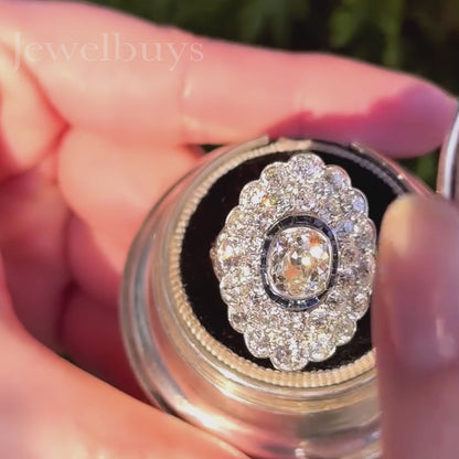 Gorgeous 6 ctw Full Set Sapphire Old Mine Cut Ring - JEWELBUYS