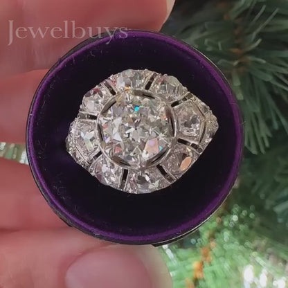 Art Deco Round Cut Diamond Openwork Engagement Ring - JEWELBUYS