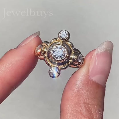 2 ctw Round Cut White Sapphire Vintage Cross Ring - JEWELBUYS