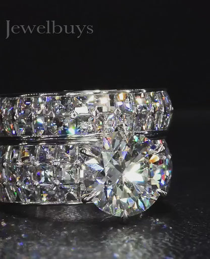 Charming 4.0ct Group Set Two Piece Set of White Sapphire Rings - JEWELBUYS