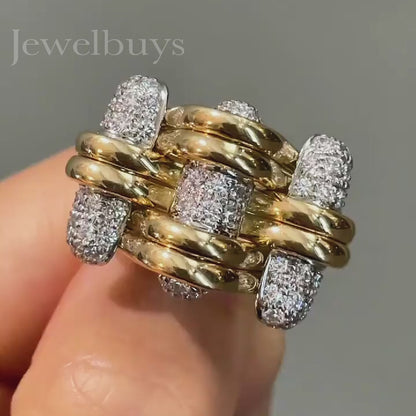 3ctw White Sapphire Round Cut Trio Ring - JEWELBUYS