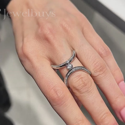 Round Cut Arch Solitaire White Sapphire Ring - JEWELBUYS