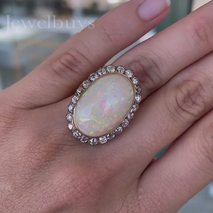 20ctw White Opal Aperture Classic Ring - JEWELBUYS