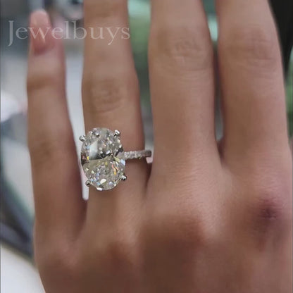 7ct Oval & Round Cut White Sapphire Crushed Ice Engagement Ring-JEWELBUYS