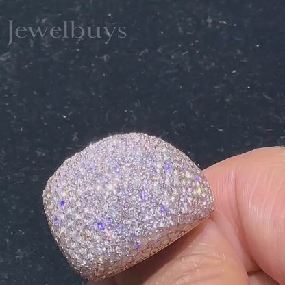 9ctw Pave Round Cut White Sapphire Large Dome Diamond Ring-JEWELBUYS