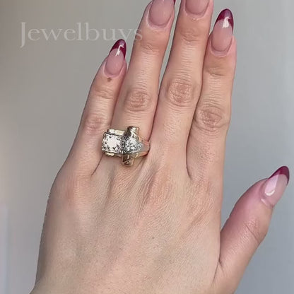 2.3ctw Round Cut Vintage French Scroll Diamond Ring - JEWELBUYS