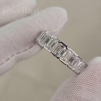 5ctw Emerald Cut White Sapphire Row Ring-JEWELBUYS