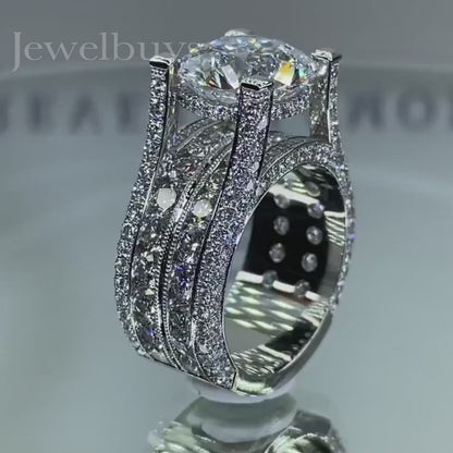 Classic 4.5ct Oval Cut White Sapphire East-west Design Engagement Ring-JEWELBUYS