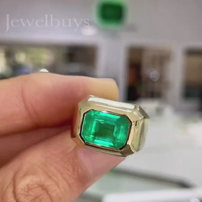 4.5ct Emerald Cut Green Sapphire Ring - JEWELBUYS