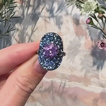 5ct Hat Design Purple & Blue Sapphire Ring - JEWELBUYS