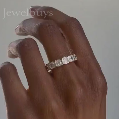 Unisex 6ctw Halo Asscher Cut White Sapphire Wedding Ring-JEWELBUYS