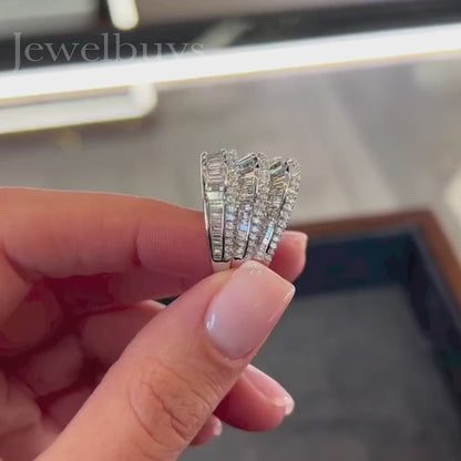 5ctw Multi-Row Fluted Gorgeous Diamond Ring - JEWELBUYS