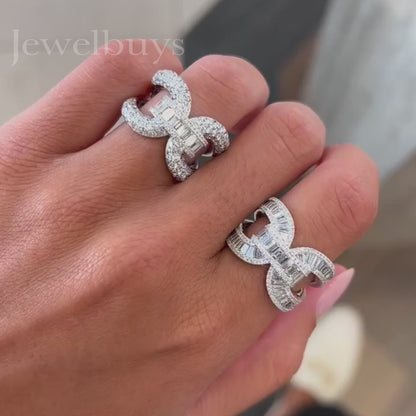 4ctw Trapezoidal & Round Cut White Sapphire Vintage Twin Ring - JEWELBUYS