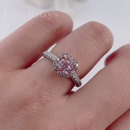 2.8ct Cushion Cut Pink Diamond Engagement Ring - JEWELBUYS