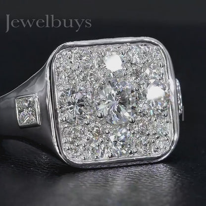 Modern Style 4.1ctw Round Cut Cluster Sapphire Ring - JEWELBUYS