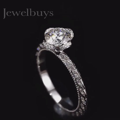 Charming 3.33ct Flower Round Cut Engagement Ring - JEWELBUYS