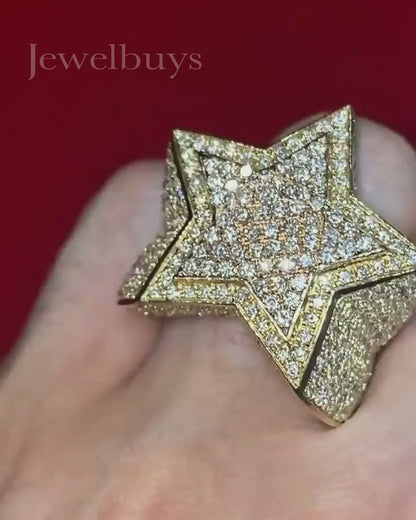 3ctw gold punk five point star diamond ring - JEWELBUYS