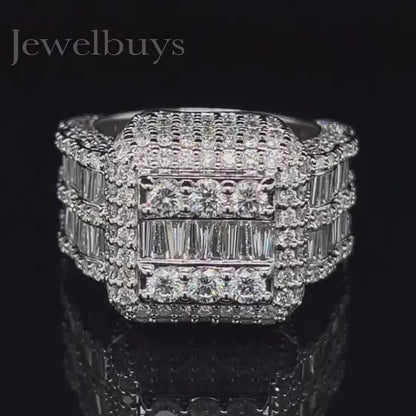 6 Carat Trapezoidal Round Cut White Sapphire Luxury Stone Cocktail Ring - JEWELBUYS