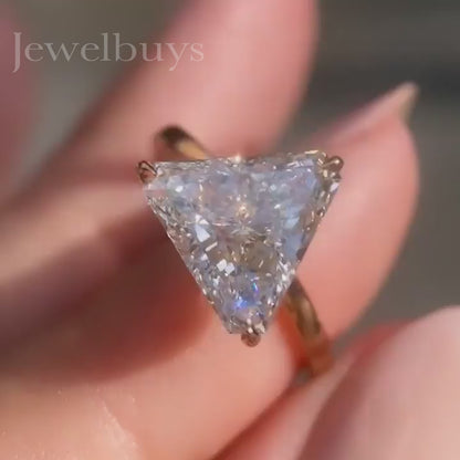 3.03ct Rose Gold Triangle Cut White Sapphire Ring - JEWELBUYS