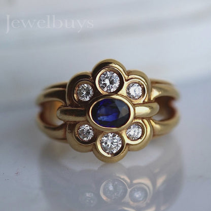 3.5ctw Oval Cut Blue Stone Vintage Ring -JEWELBUYS