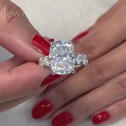 9ct Cushion & Round Cut  White Sapphire Gorgeous Fine Crushed Ice Engagement Ring-JEWELBUYS