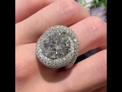 8.0ctw Round Cut White Sapphire Surround Engagement Ring-JEWELBUYS