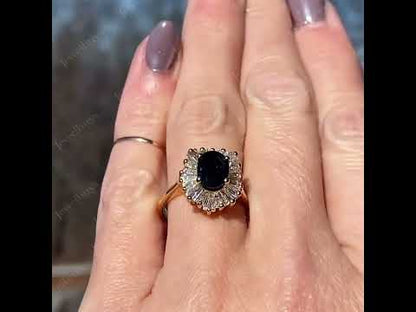 3.0ctw Oval Cut Ballet Style Blue Gemstone Engagement Ring-JEWELBUYS