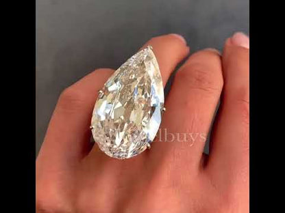 Impressive 30ct Pear Cut White Sapphire Women's Engagement Ring in Silver-JEWELBUYS