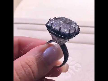 14Ctw Elongated Cushion Cut Sapphire Halo Ring-JEWELBUYS