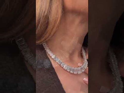 115Ctw Flawless Emerald-Cut Sapphire Necklace-JEWELBUYS