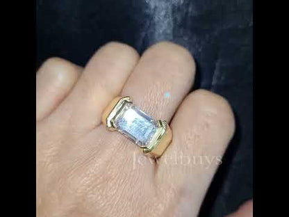 Classic 5.02ct Emerald Cut White Sapphire Engagement Ring-JEWELBUYS