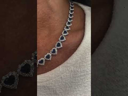 30.0ctw Most Beautiful Heart Cut Sapphire Necklace-JEWELBUYS