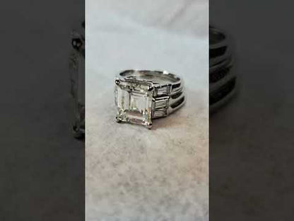 5.25Ctw Square Asherler-cut three-band sapphire engagement ring-JEWELBUYS