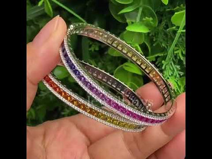 14ct Rainbow Princess & Round Cut Multi Color Sapphires Women's Bracelet-JEWELBUYS