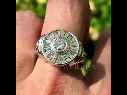 2.2ctw Round and Trapezoidal Cut White Sapphire Tiger's Eye Ring-JEWELBUYS