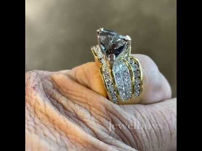 5ct Trillion Cut Ruby Sapphire Wide Band Engagement Ring-JEWELBUYS