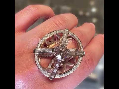3ct Round Cut White Sapphire Art Deco Modern Engagement Ring - JEWELBUYS