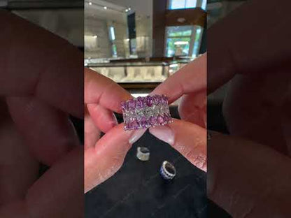 2.3Ctw Pear-shaped marquise-cut seamless ring with three rows of sapphires-JEWELBUYS