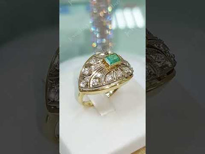 3.11ctw Emerald Cut Green Sapphire Vintage Style Ring-JEWELBUYS