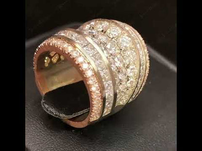 6.0ctw Round and Princess Square Cut White Sapphire Eternity Seven Row Sapphire Ring-JEWELBUYS