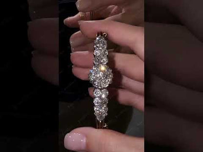 6.5Ctw Round White Sapphire Cluster Vintage Bracelet-JEWELBUYS