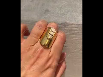 2.52Ctw Emerald-cut Mechanical Shield Sapphire Ring-JEWELBUYS