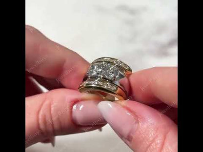 3.0ctw Double Round Brilliant White Sapphire Engagement Ring-JEWELBUYS
