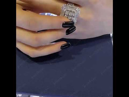 3.0ctw Round and Baguette Cut Gorgeous Ladies White Sapphire Ring-JEWELBUYS