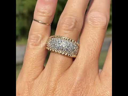 Vintage 2ct Round Cut White Sapphire Wide Band Two Tone Jewelry Wedding Ring in Gold-JEWELBUYS