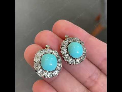 Vintage turquoise rings and earrings-JEWELBUYS
