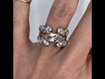 5 TCW Marquise Cut White Diamond Art Deco Ring - JEWELBUYS