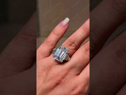 15Ctw Emerald Step Sapphire Engagement Ring-JEWELBUYS